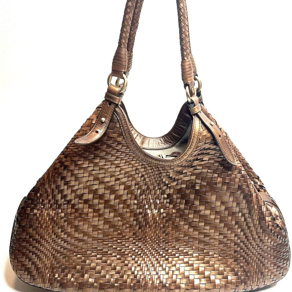 Elegant Brown Woven Handbag